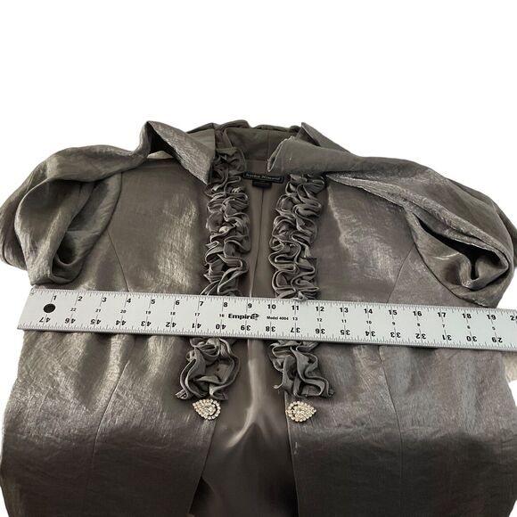 Jessica Howard Womens 10P Petite Two-Piece Brown Dress Jacket Set Taupe Shinny - Picture 4 of 16